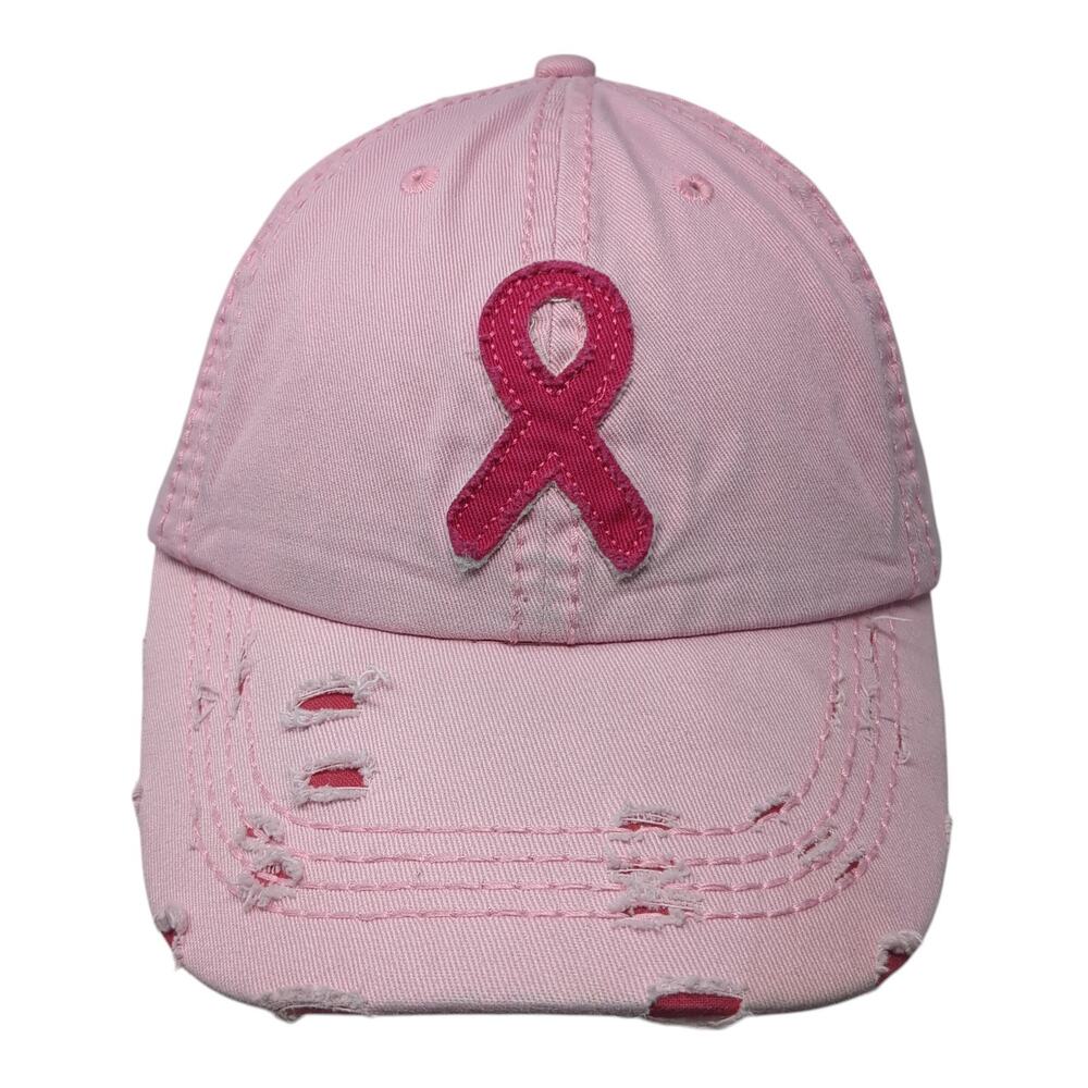 Pink Ribbon Hope Cancer Awareness Baseball Cap Pink OS Distressed Wild Wear